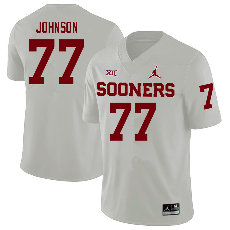 Men #77 Jeffery Johnson Oklahoma Sooners College Football Jerseys Sale-White - Click Image to Close